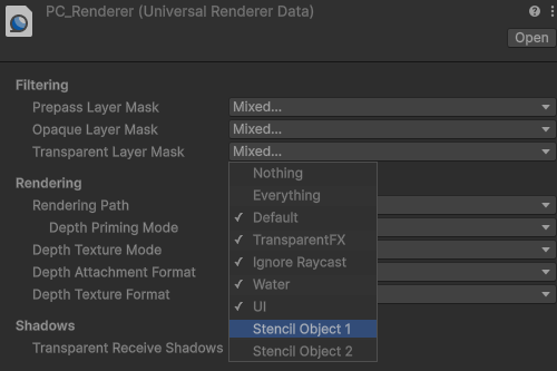 Universal Renderer Data filter setup