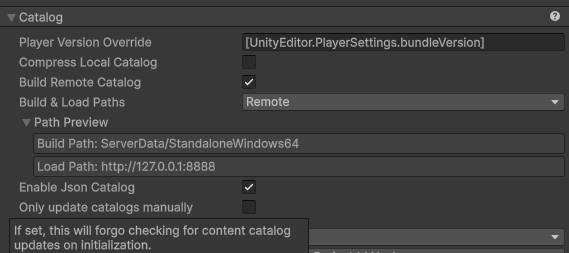 only update catalogs manually